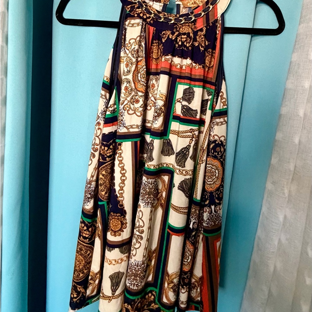 Lavish Multicolor Chain Accent Dress